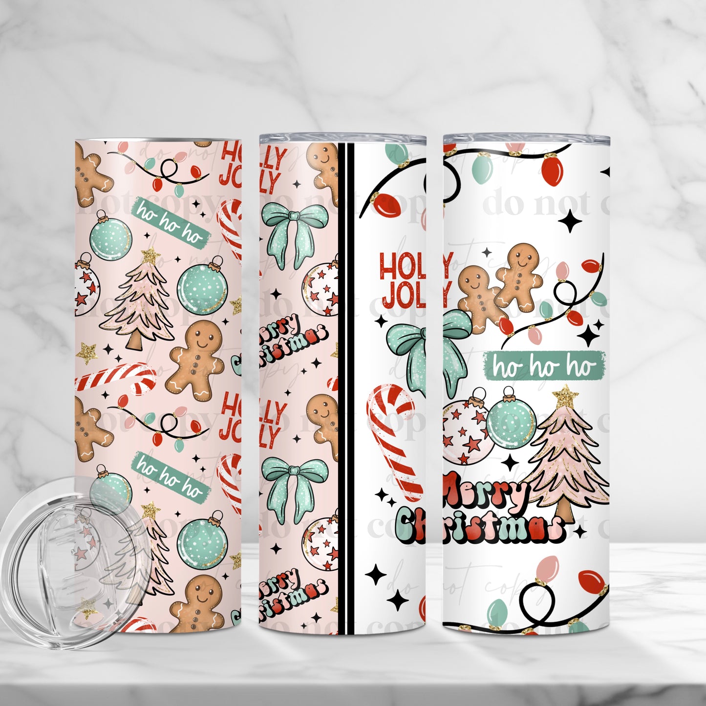 Merry Christmas Collage Skinny Tumbler