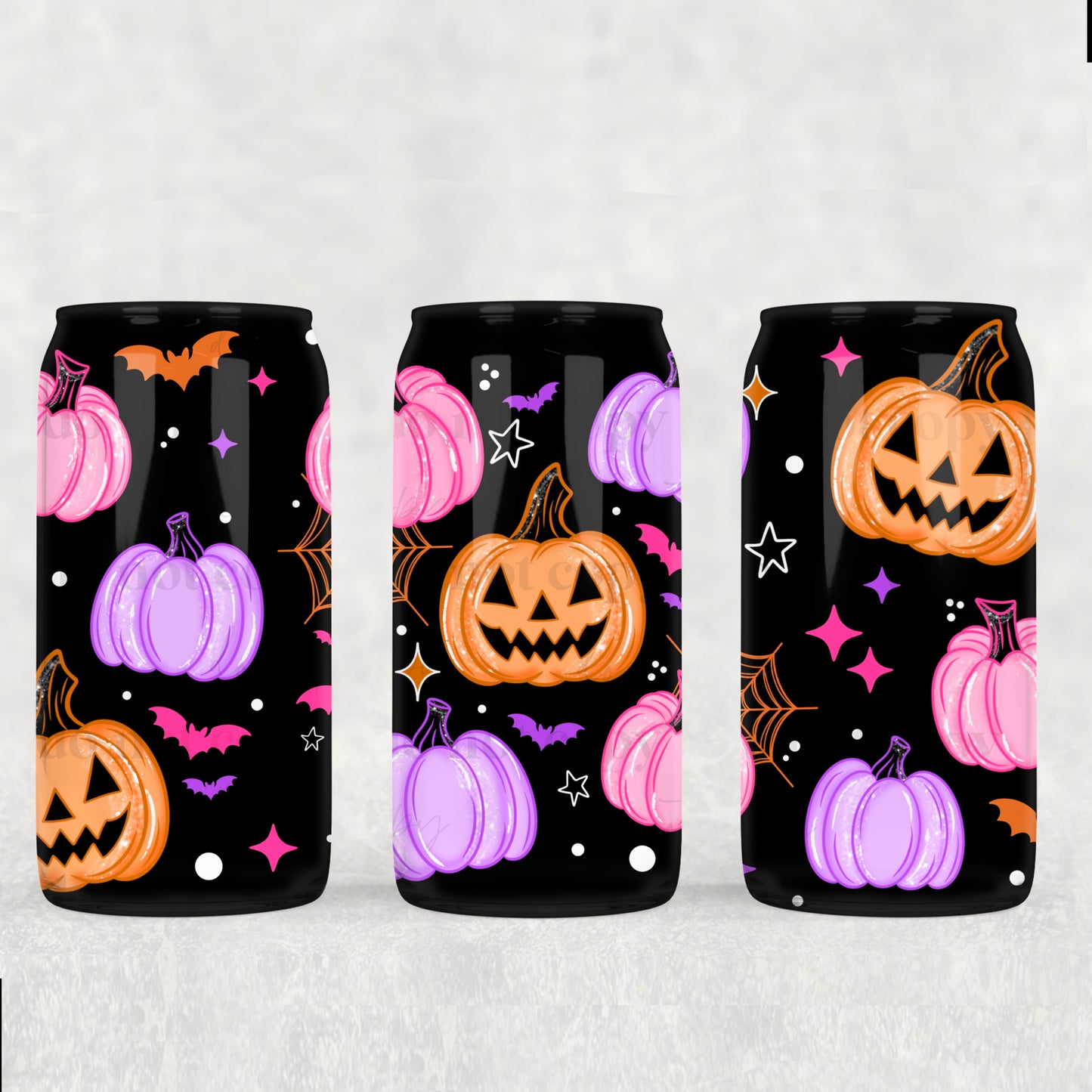 Neon Pumpkins & Bats 16oz Tumbler