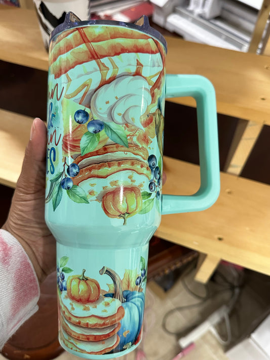 Turquoise colored 40 oz Tumbler.