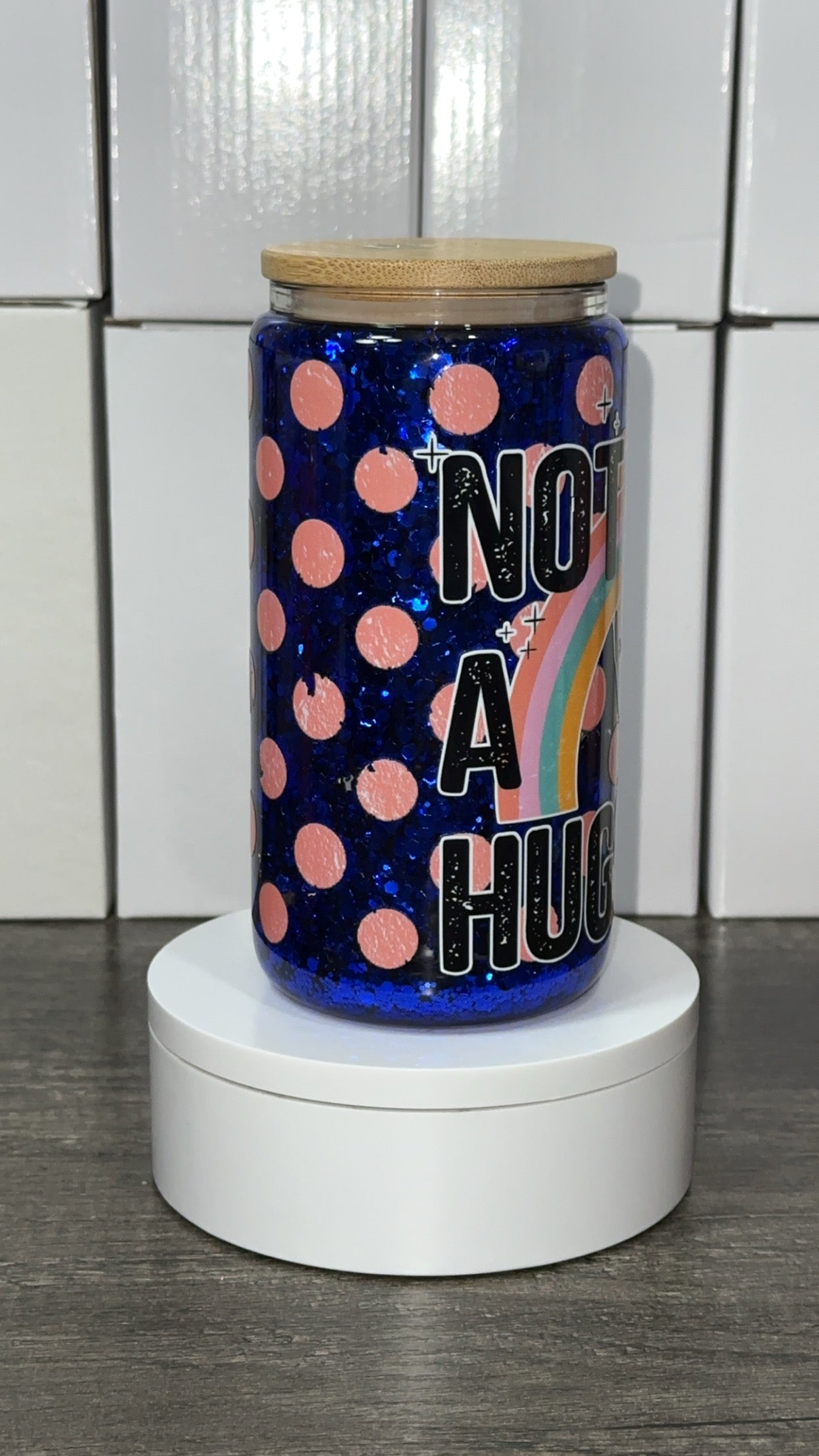 Not A Hugger Cactus 16 oz. Glass Snow Globe Tumbler