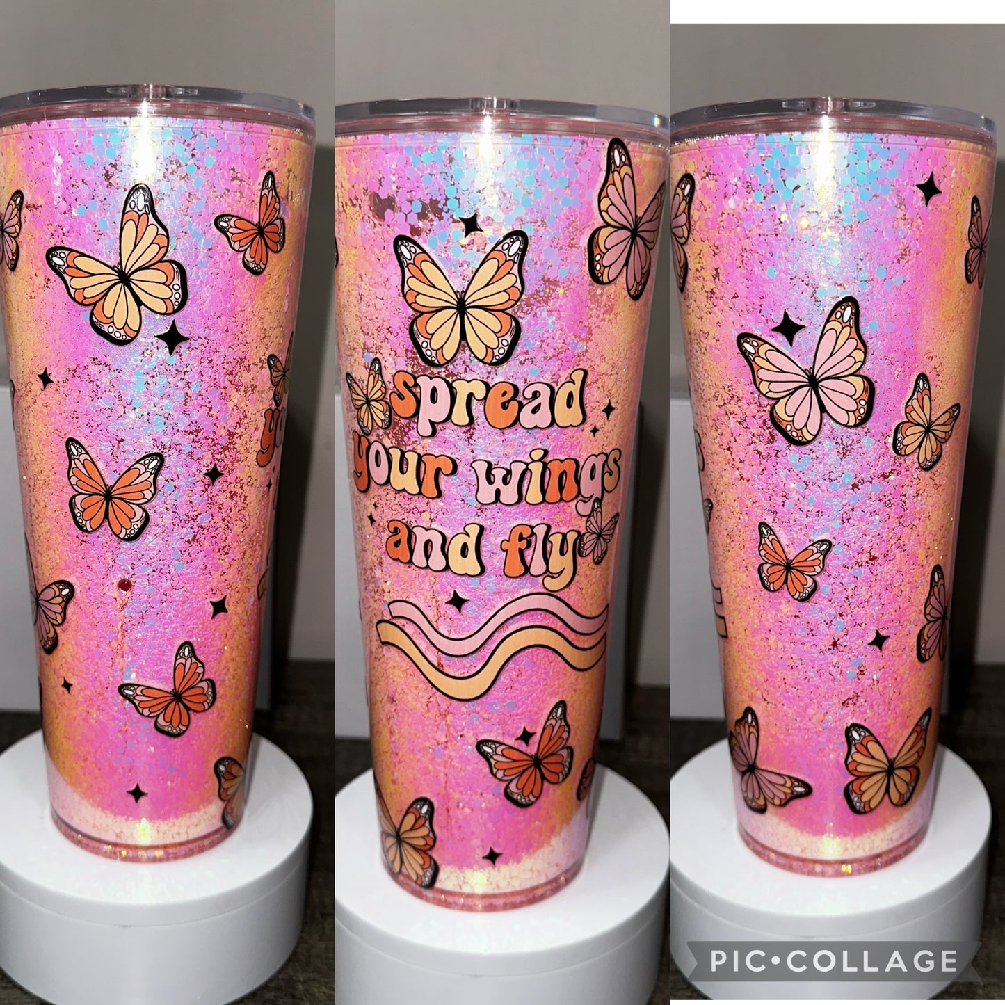 Spread Your Wings and Fly 24 oz acrylic Snowglobe Tumbler