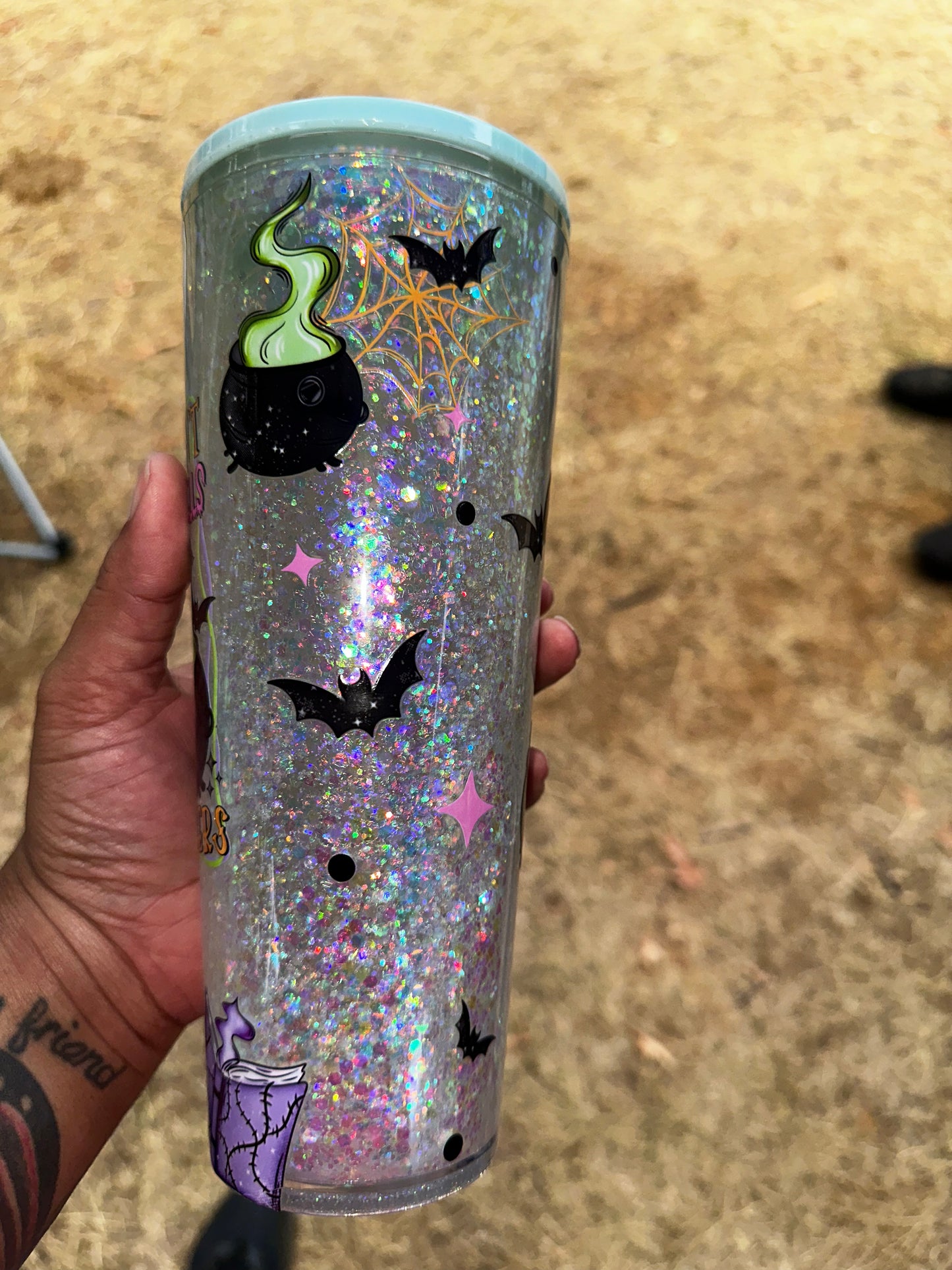 Casting Spells on My Haters Glow in The Dark Snow globe tumbler 24 oz