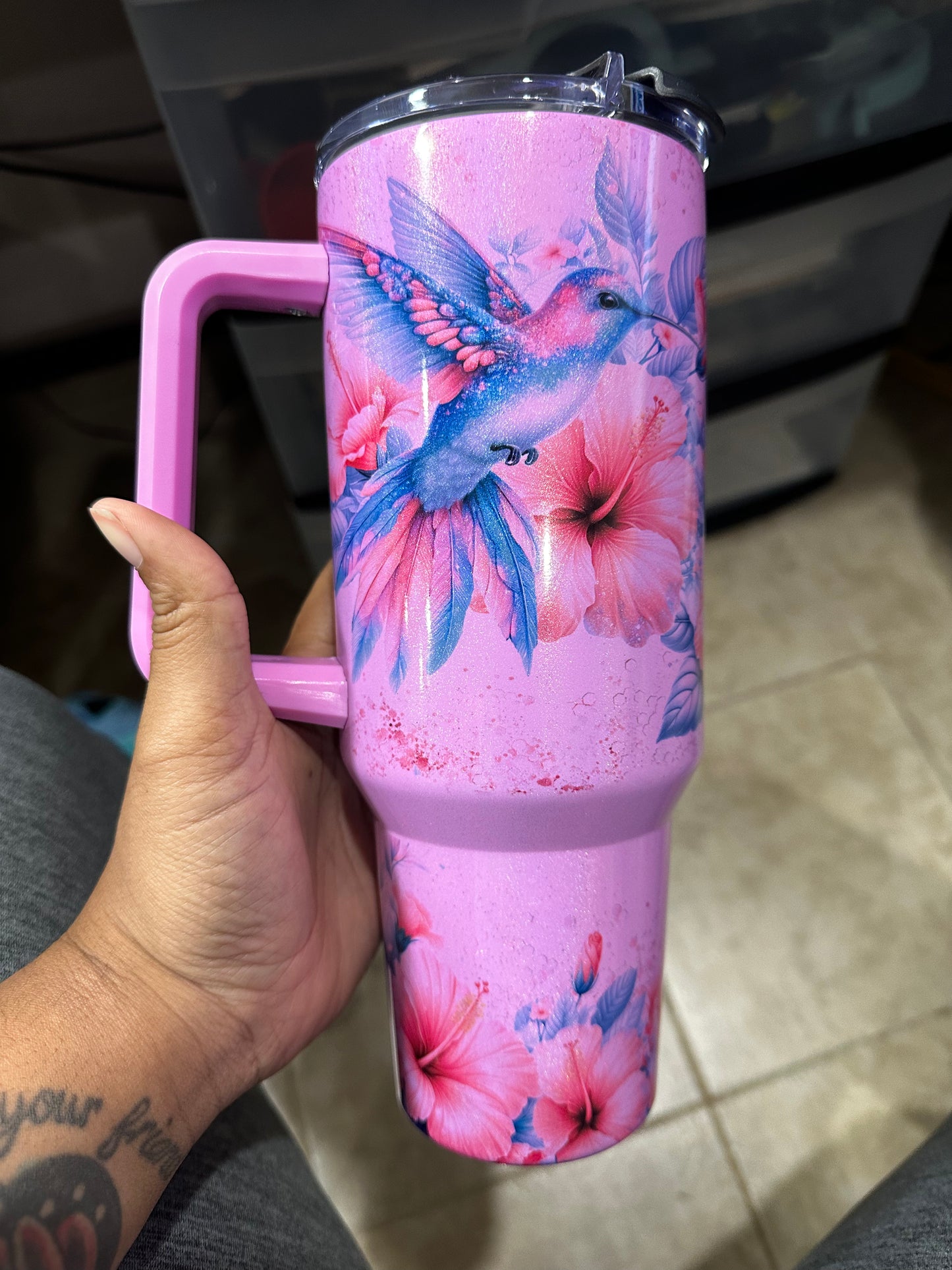 Pink Hummingbird 40 oz tumbler