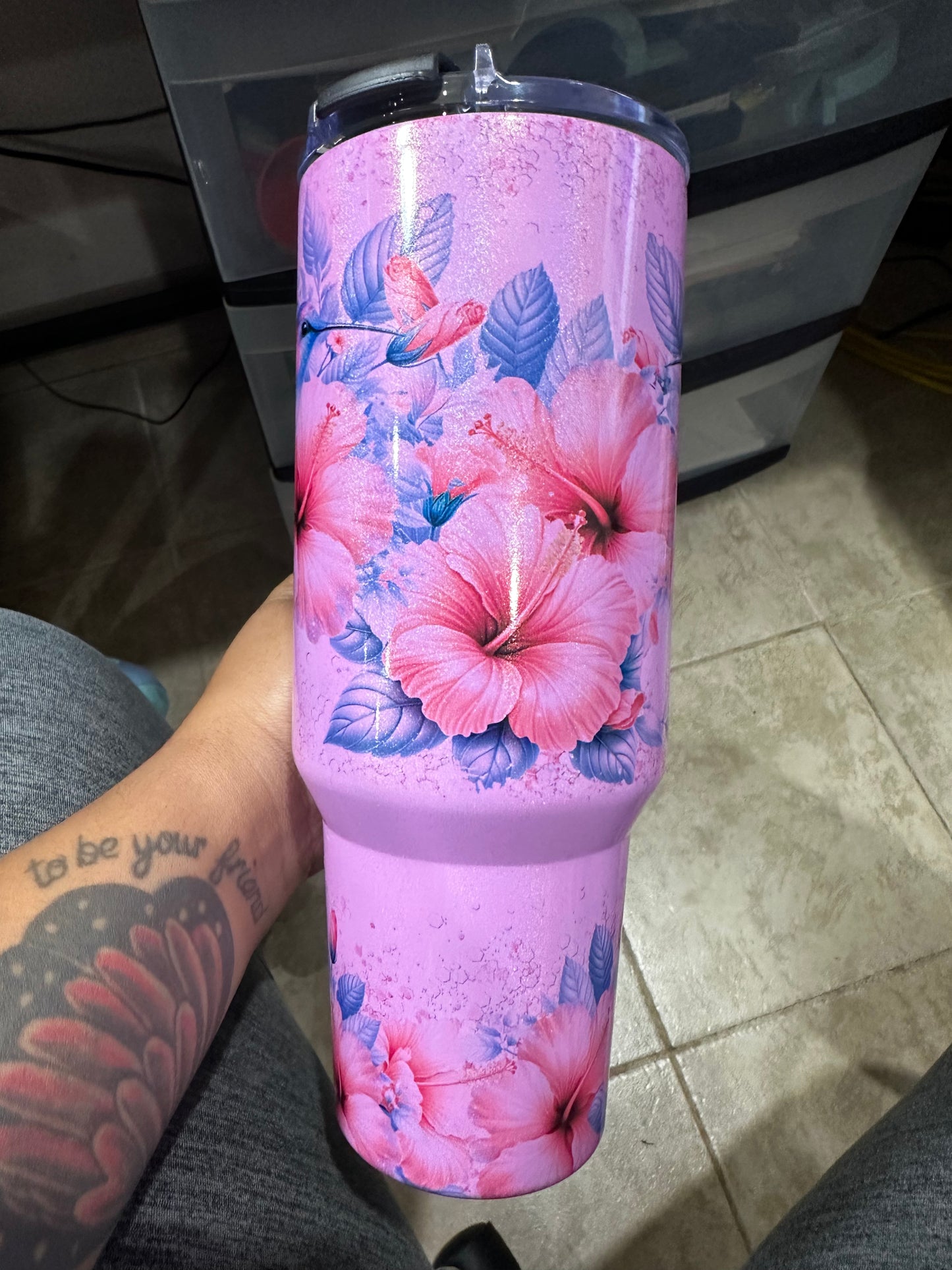 Pink Hummingbird 40 oz tumbler