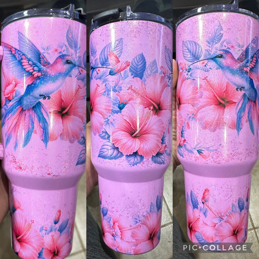 Pink Hummingbird 40 oz tumbler