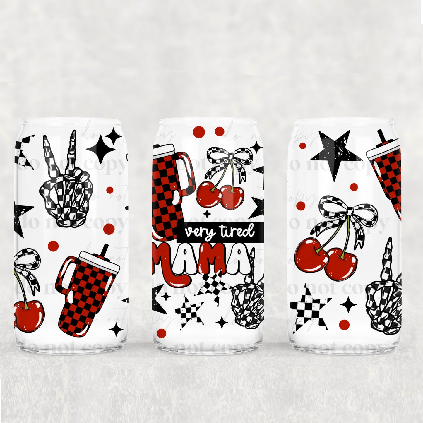 Very Tired Mama 16 oz Tumbler (Red)