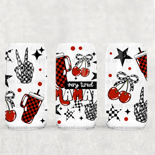 Very Tired Mama 16 oz Tumbler (Red)