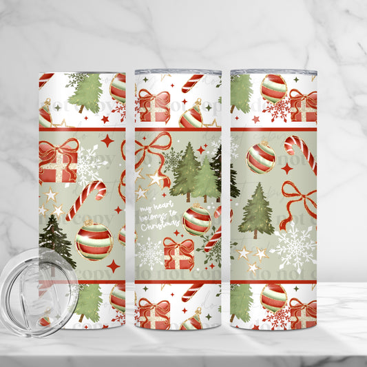 My Heart Belongs to Christmas Skinny Tumbler