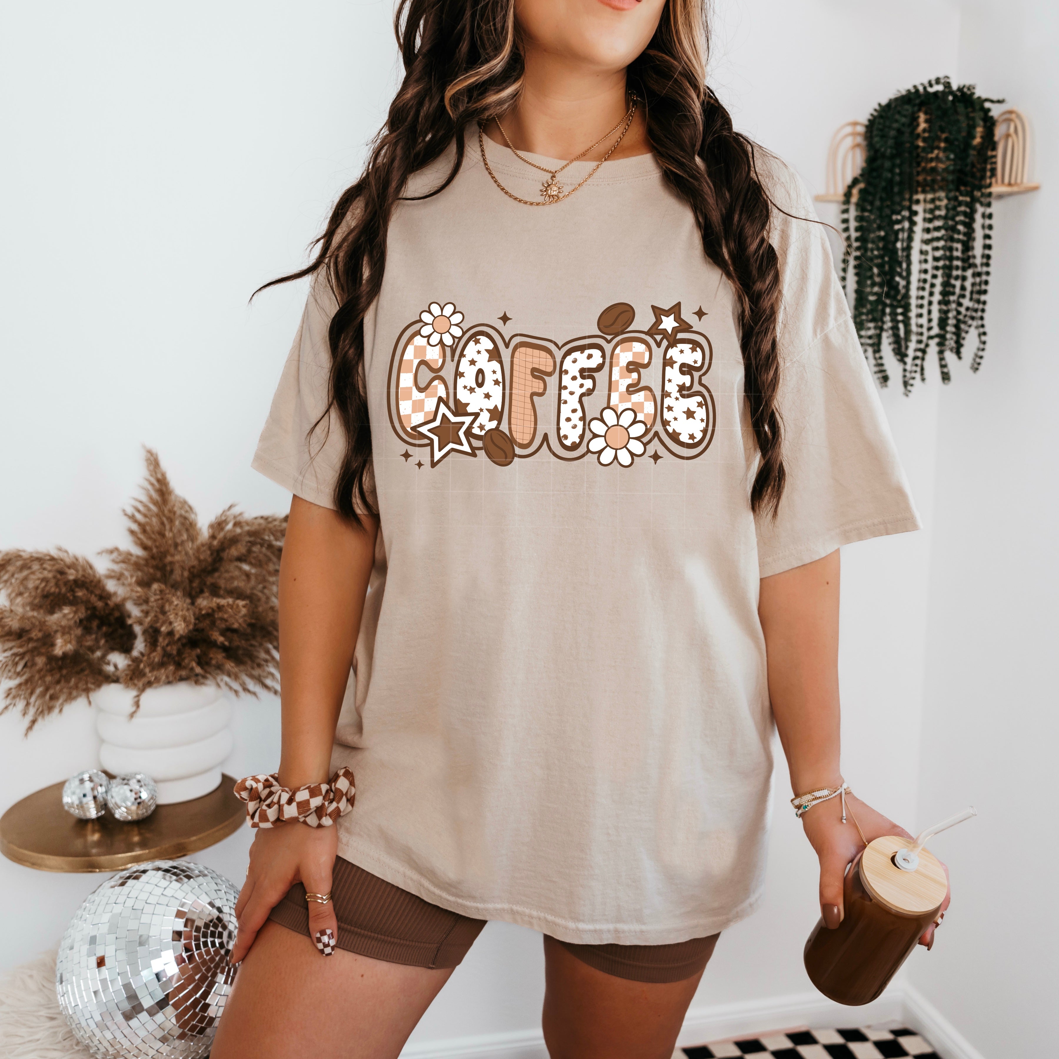 Neutral Coffee Doodles Hoodie