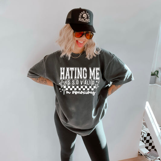 Hating Me Is So Valid Short Sleeve T-Shirt (White)