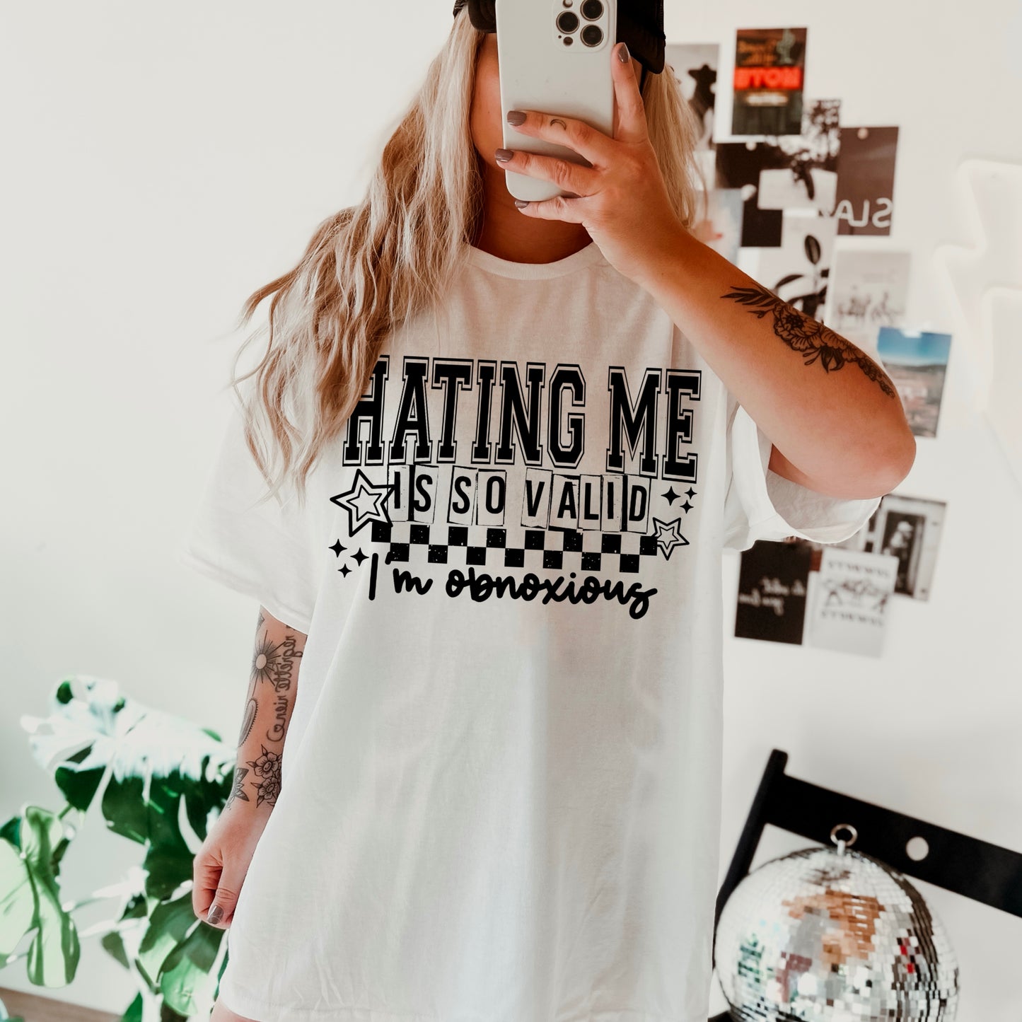 Hating Me Is Valid Short Sleeve T-Shirt (Black)