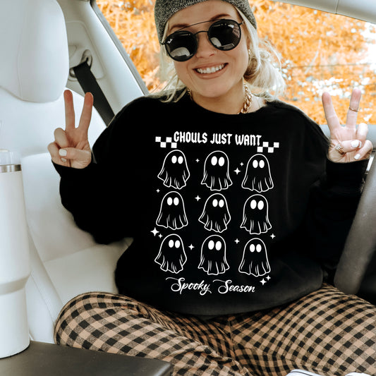 Ghouls Just Want Spooky Season Hoodie (White)