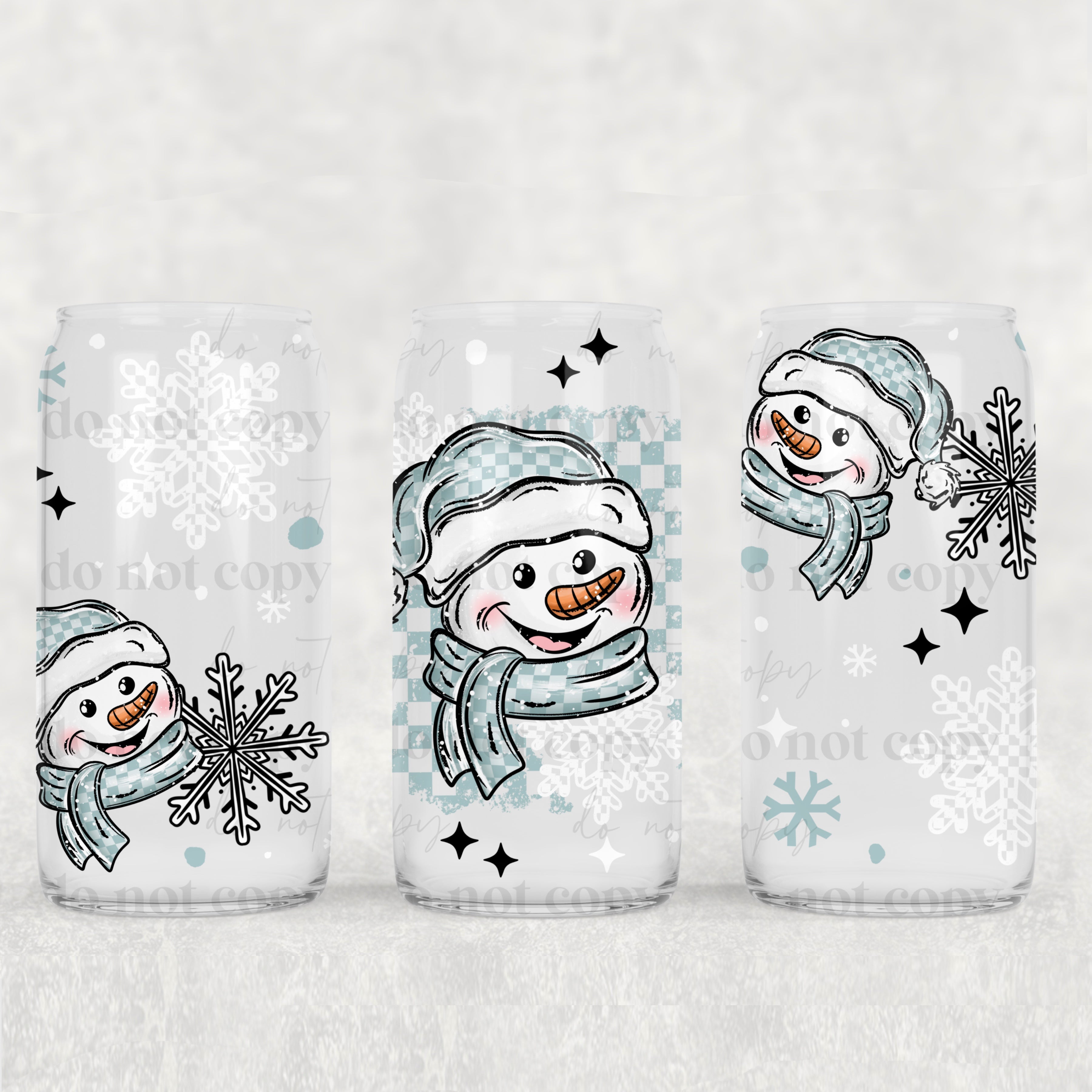 Checker Happy Snowman 16oz Tumbler (UVDTF ONLY)