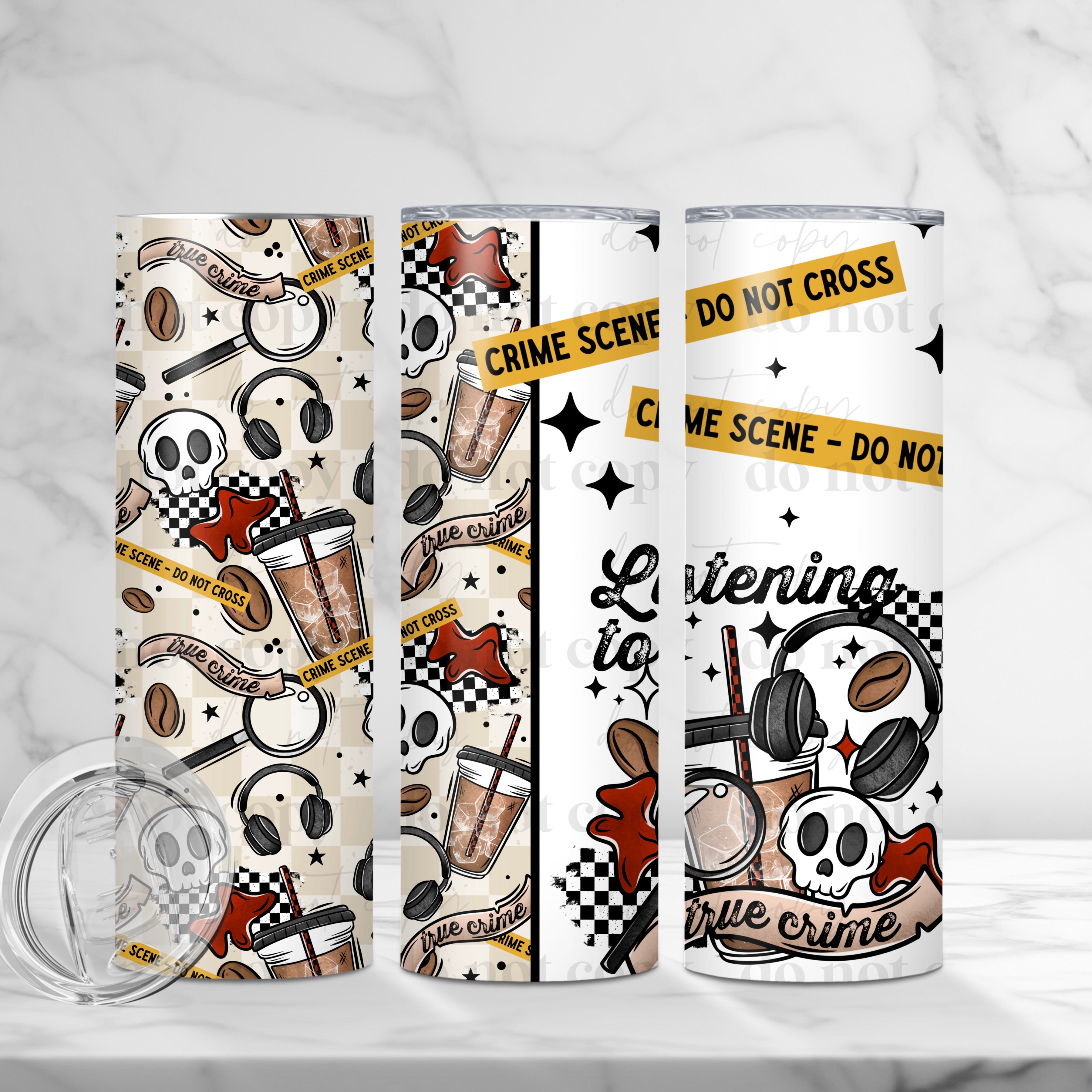 Listening to True Crime Skinny Tumbler