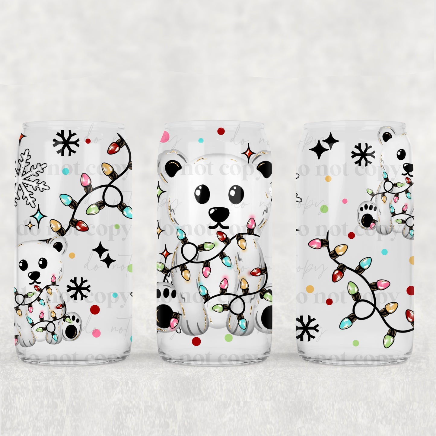 Polar Bear Christmas Lights 16 oz Tumbler