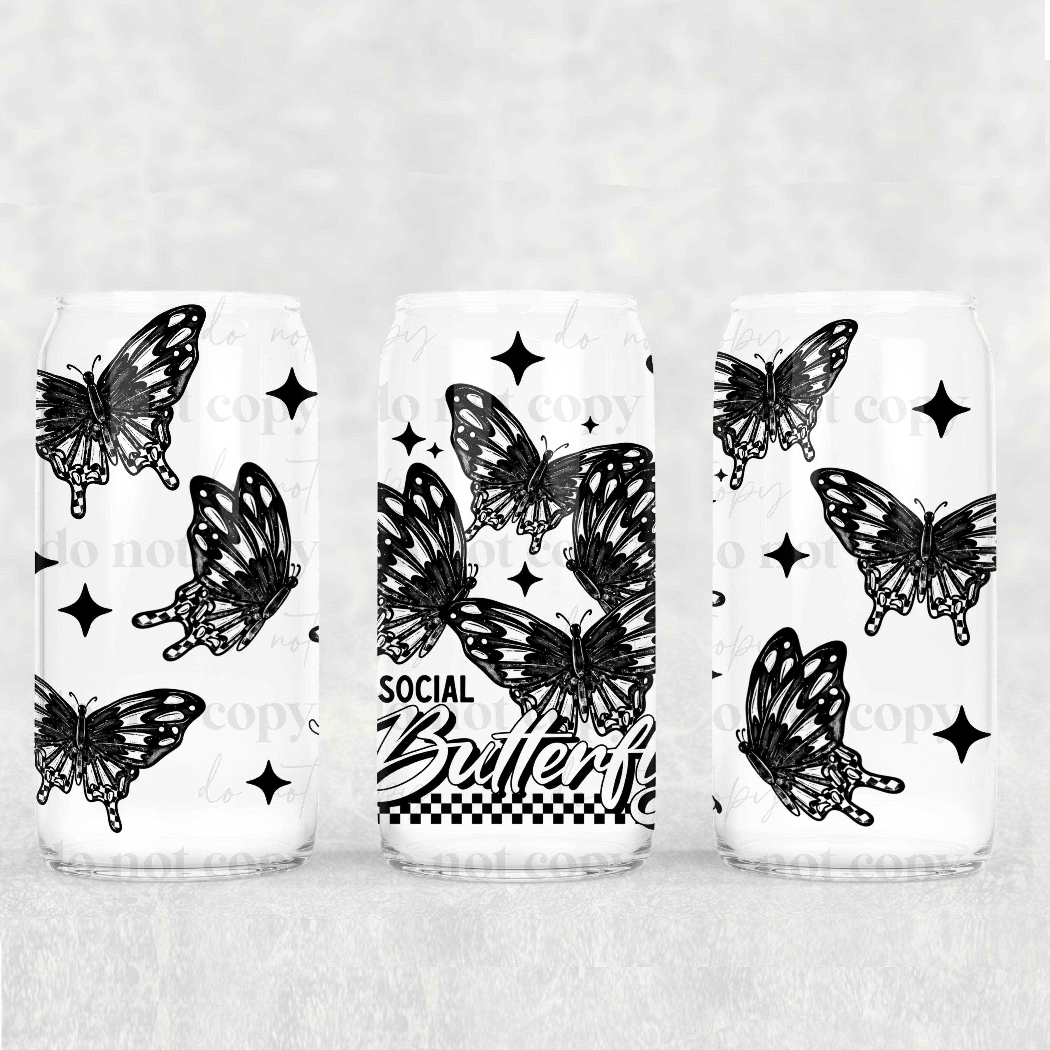 Black Antisocial Butterfly 16oz Tumbler