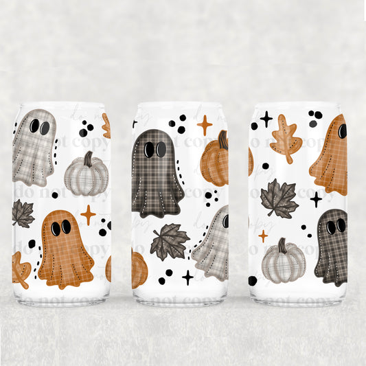 Plaid Ghosts & Pumpkins 16oz Tumbler