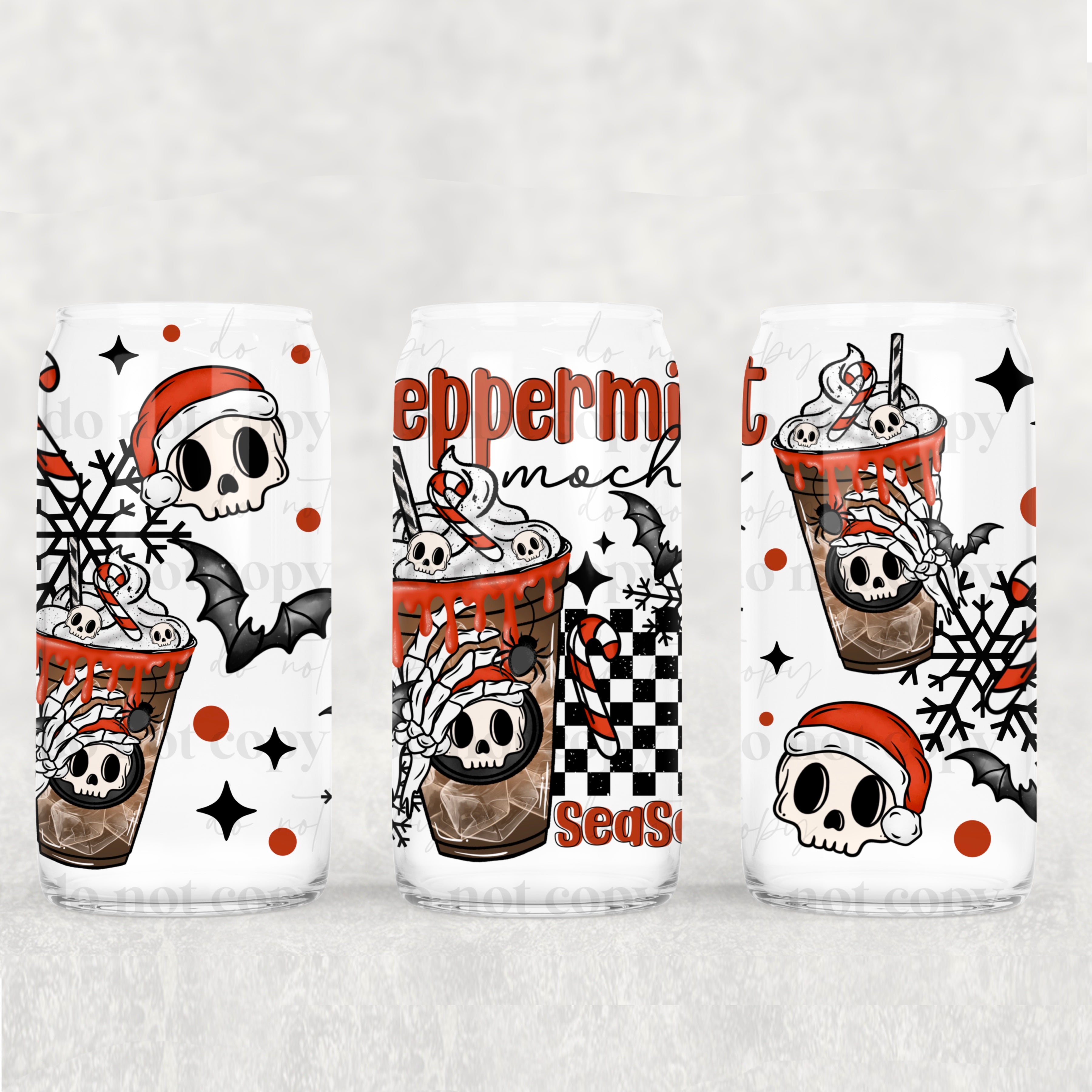 Peppermint Mocha Season Skellie 16oz Tumbler