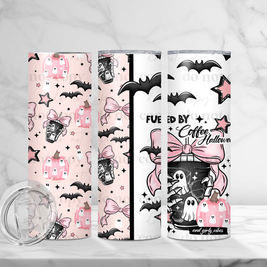 Fueled by Coffee & Halloween Skinny Tumbler