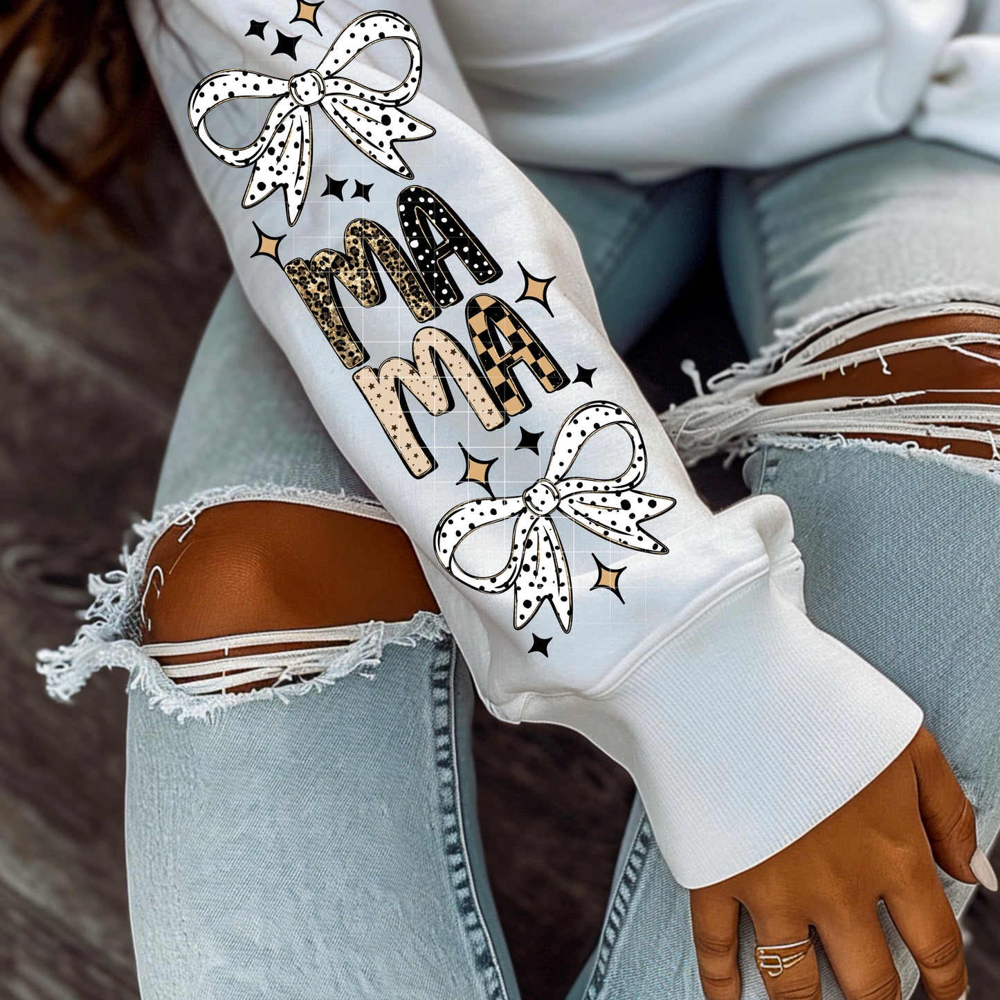 Mama Cheetah Checker Bow