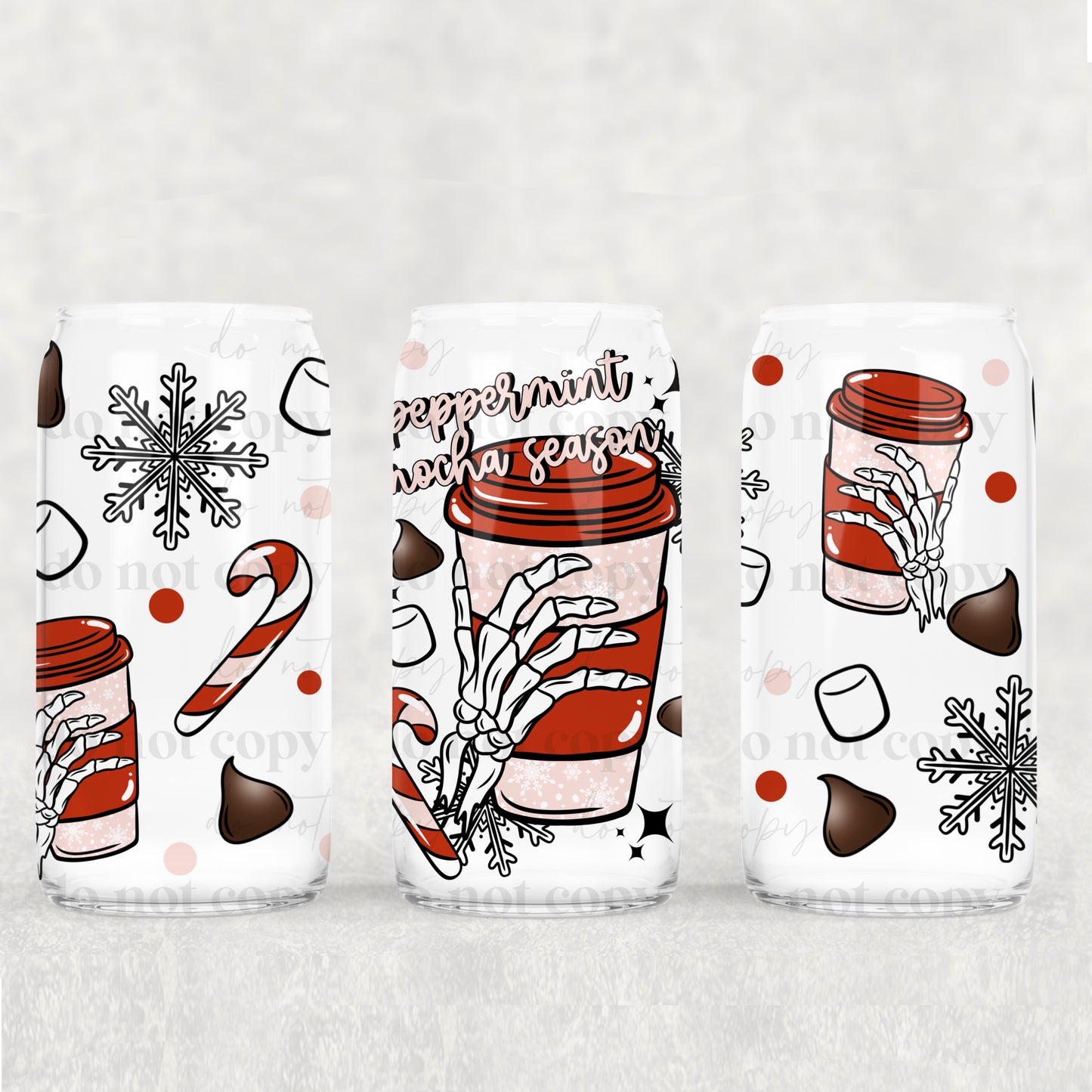 Peppermint Mocha Season Skellie 16oz Tumbler