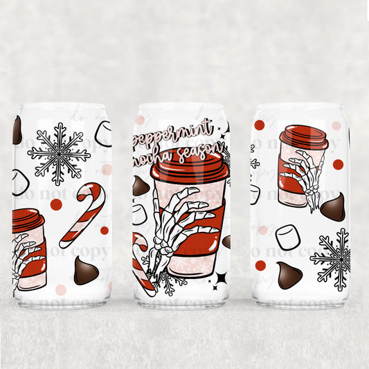Peppermint Mocha Season Skellie 16oz Tumbler