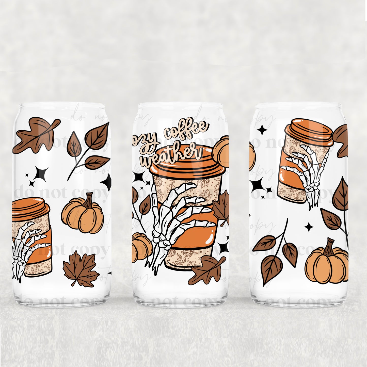 Fall Cozy Coffee Weather Skellie 16oz Tumbler