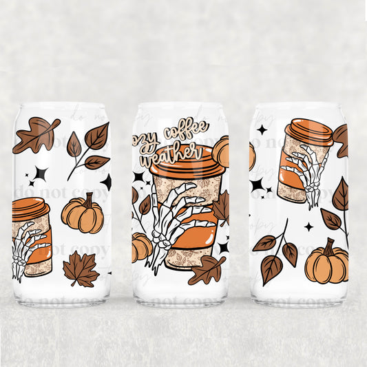 Fall Cozy Coffee Weather Skellie 16oz Tumbler
