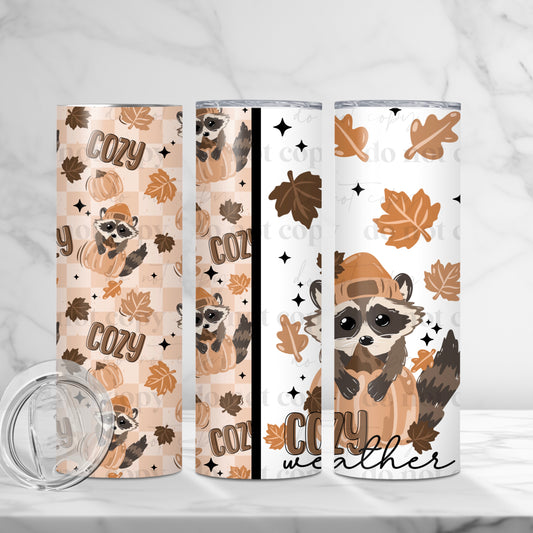 Raccoon Cozy Weather Skinny Tumbler