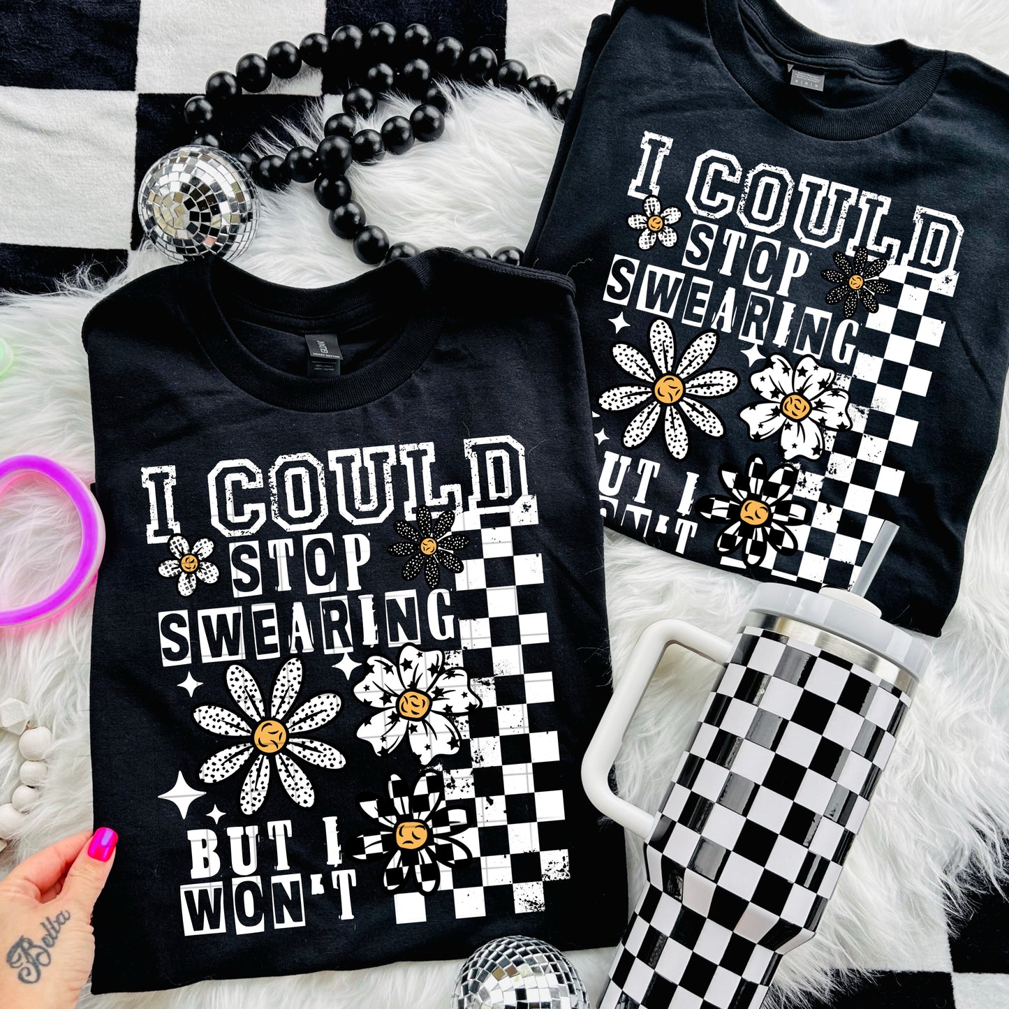 I Could Stop Swearing Short Sleeve T-Shirt (White)