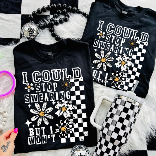 I Could Stop Swearing Short Sleeve T-Shirt (White)