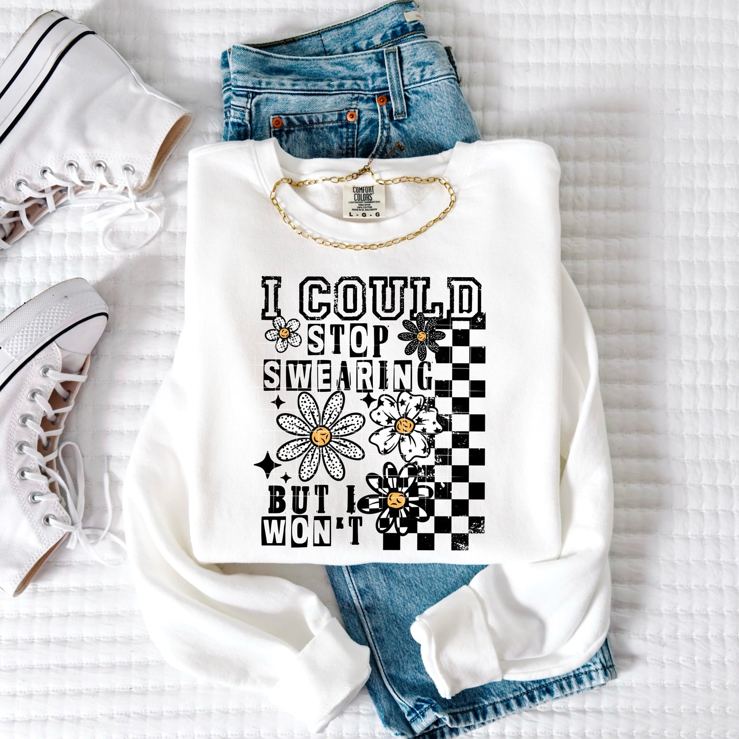 I Could Stop Swearing Short Sleeve T-Shirt (Black)