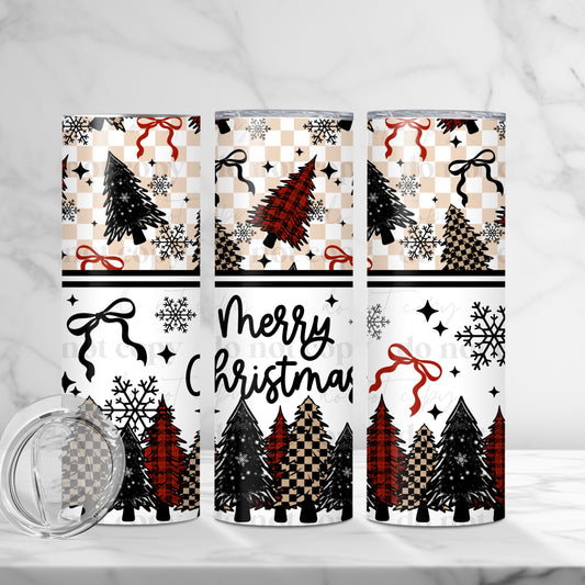 Merry Christmas Plaid Skinny Tumbler