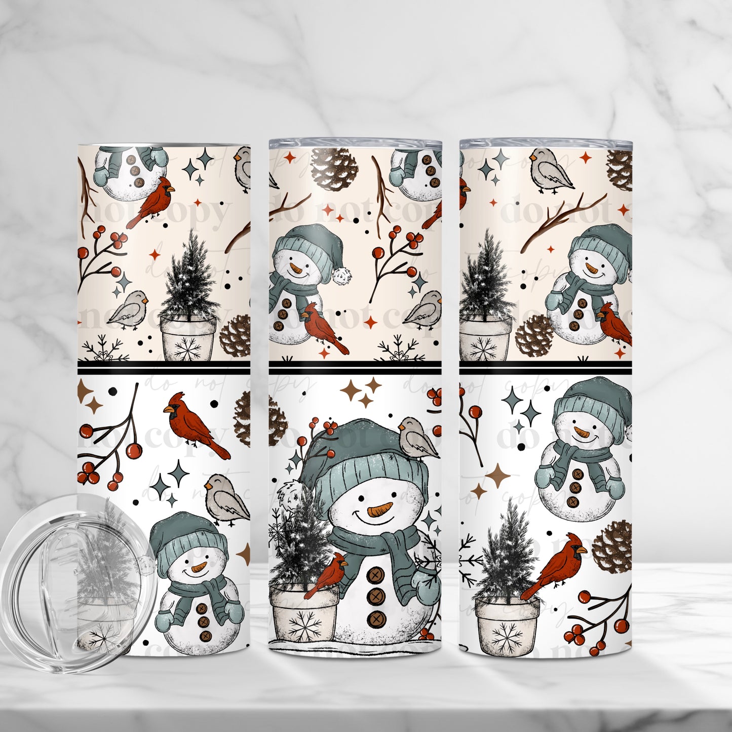 Snowman & Birds Skinny Tumbler