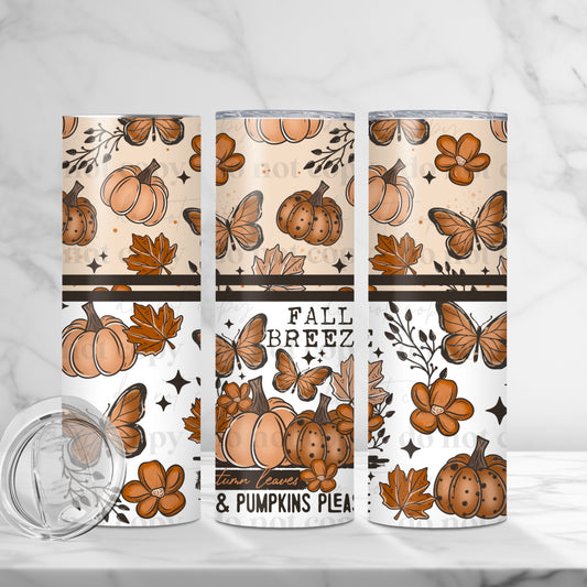 Fall Breeze, Autumn Leaves, & Pumpkins Please Skinny Tumbler