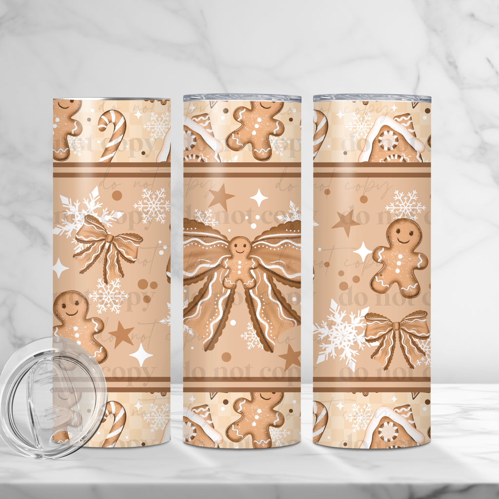 Gingerbread Bow Skinny Tumbler