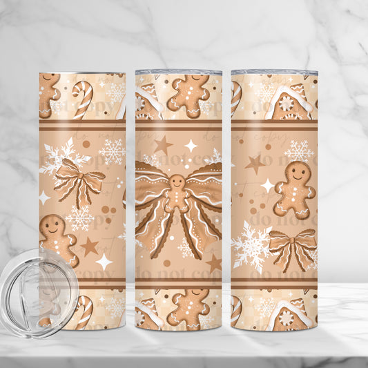 Gingerbread Bow Skinny Tumbler
