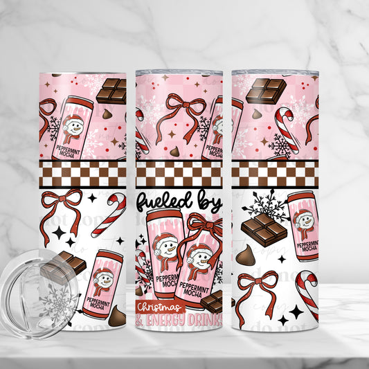 Fueled by Christmas & Energy Drinks Skinny Tumbler