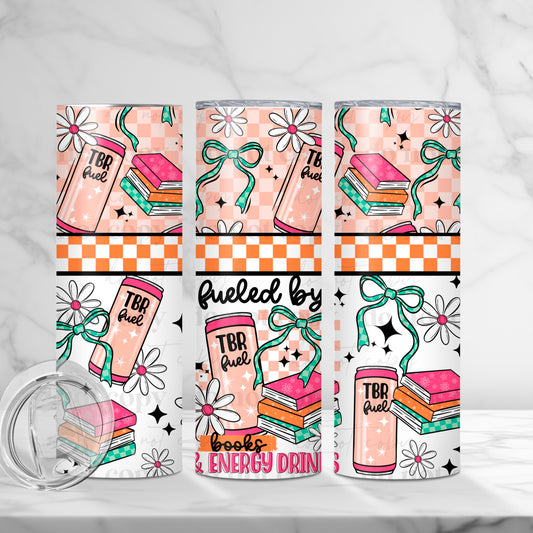 Fueled by Books & Energy Drinks Skinny Tumbler