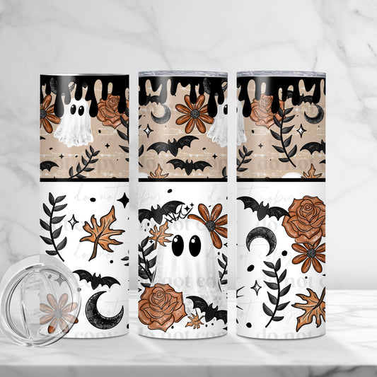 Orange Floral Ghostie Skinny Tumbler
