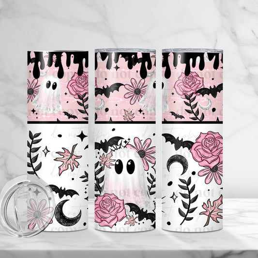 Pink Floral Ghostie Skinny Tumbler