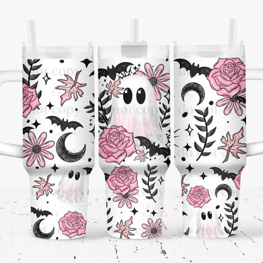 Pink Floral Ghostie 40 oz Tumbler