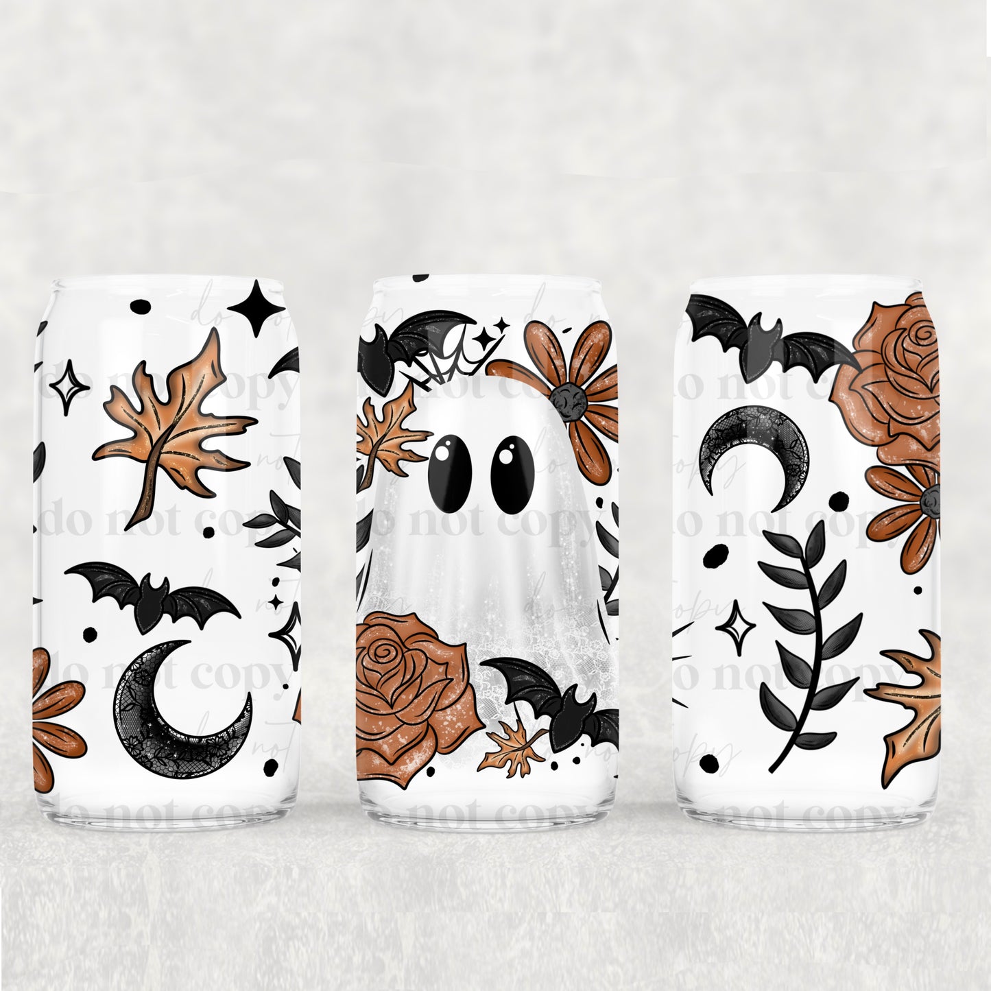 Orange Floral Ghost 16oz Tumbler