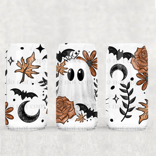 Orange Floral Ghost 16oz Tumbler