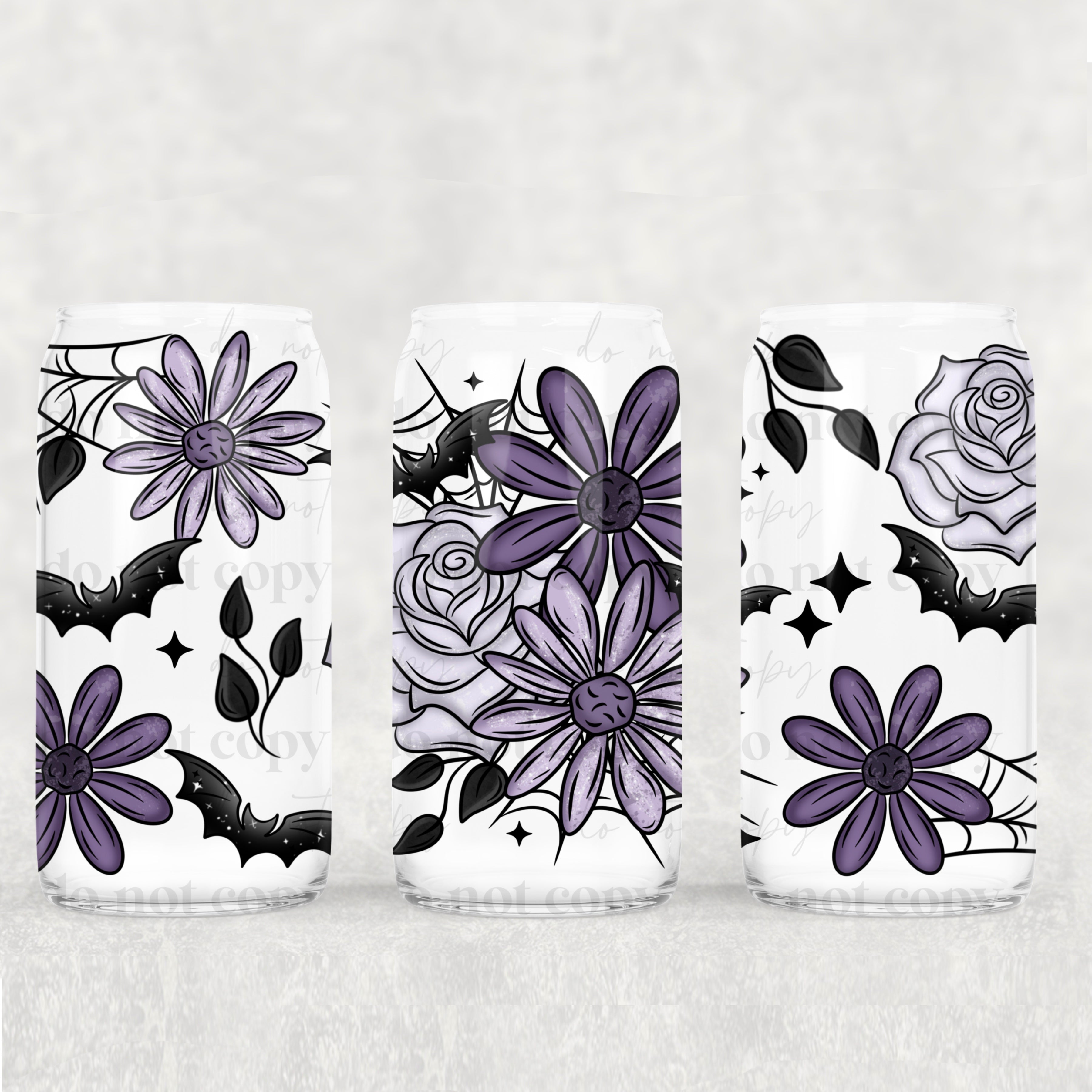 Purple Floral Bats 16oz Tumbler