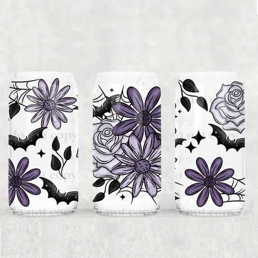 Purple Floral Bats 16oz Tumbler