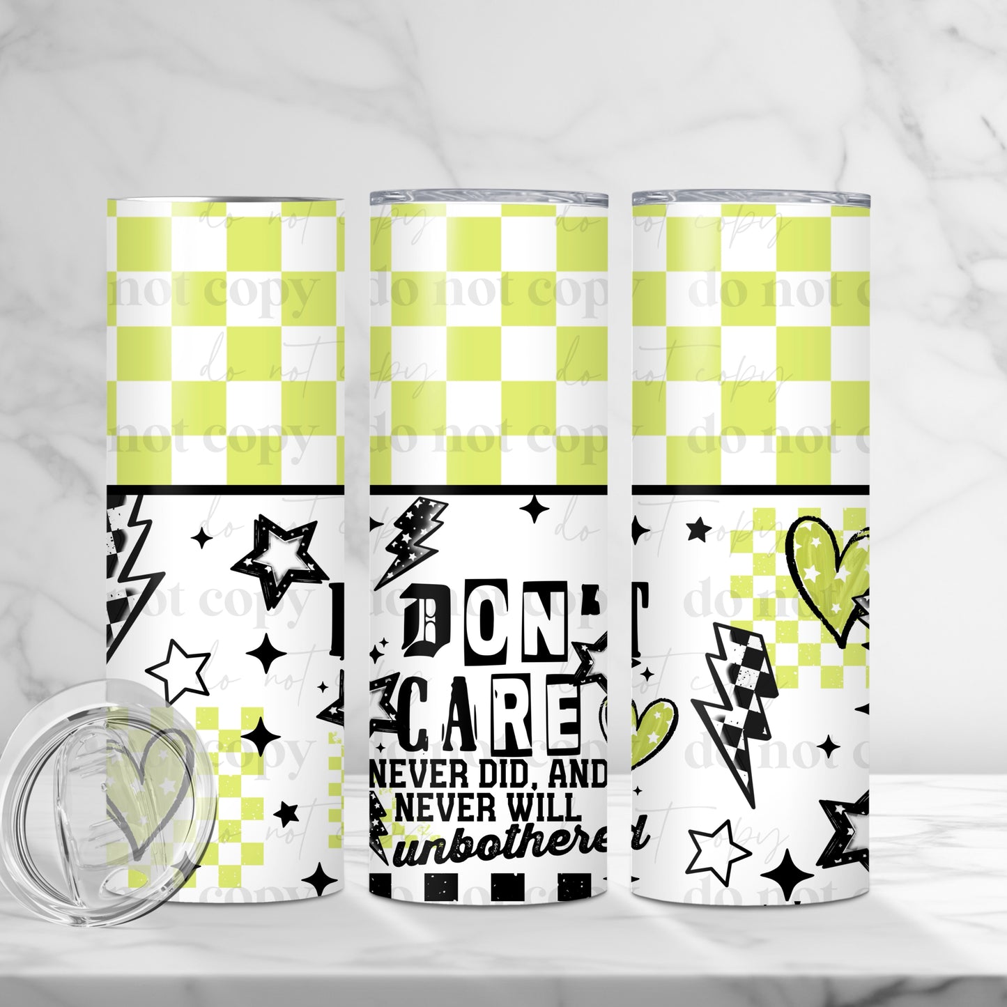 I Don’t Care Green Skinny Tumbler