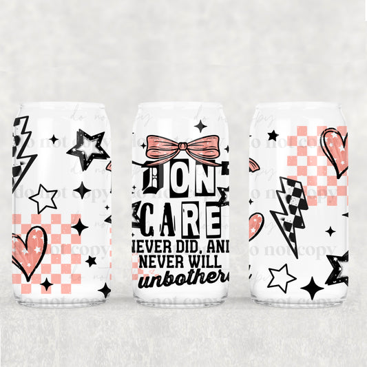 I Don’t Care Pink 16oz Tumbler