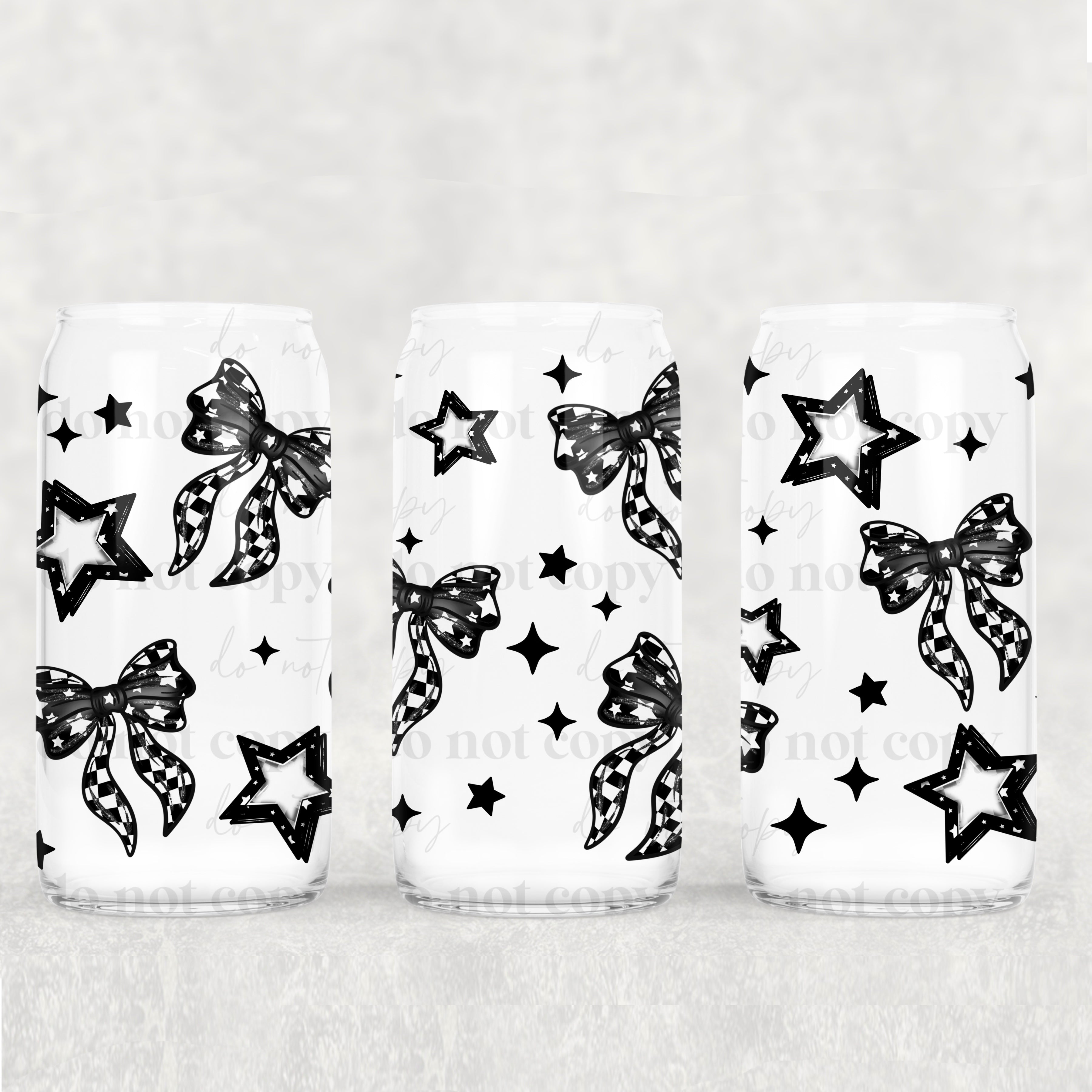 Checkered Bows & Stars 16oz Tumbler