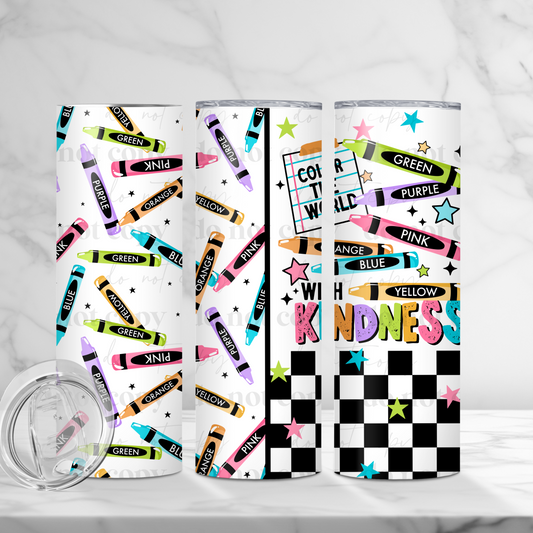 Color The World with Kindness Skinny Tumbler